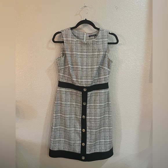 TOMMY HILFIGER Brown Fancy Plaid Button sleeveless tweet Dress - Picture 2 of 7